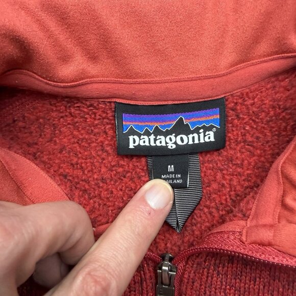 Patagonia Better Sweater Womens Medium Red 1/4 Zip Fleece Jacket Pullover 25617 - Picture 4 of 6